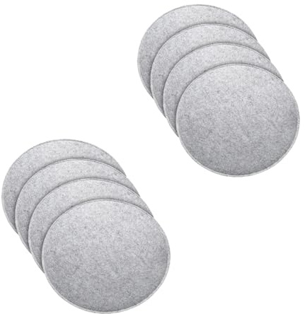 MorNon 8er Set Stuhlkissen, Rund Filz Sitzkissen, ø 35 cm Sitzauflagen für Bank, Sitzkissen mit rutschfesten Einlagen für alle Arten von Stühlen, für drinnen und draußen (Hellgrau)