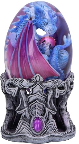 Nemesis Now Elemental Dragonlings, Water Dragon Glass Egg Figurine | Resin, Silver/Purple/Blue, Cast in the Finest Resin, Expertly Hand-Painted