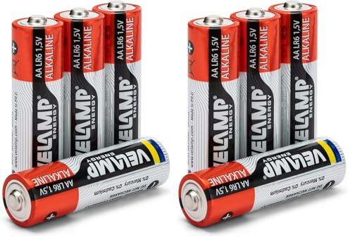 Velamp LR6 / 4BP Blister de 4 baterías alcalinas Stilo LR6 AA, 1.5V, Rojo (Paquete de 2)