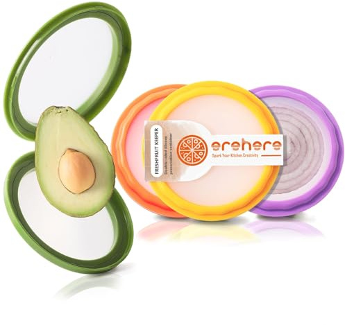 Erehere Silicone Food Storage Containers, 4Pcs Avocado Saver Produce Holder