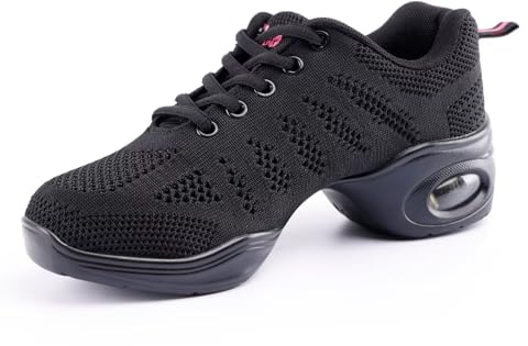 Asyusyu Tanzsneaker Damen Tanzschuhe Schnüren Jazz Tanzschuhe mit Luftkissen for Damen Herren Cheerleader Zumba