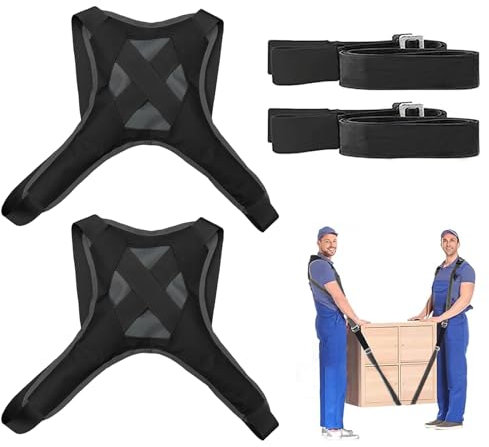 Gurte für Materialtransport, Tragegurte Umzug Kit Tragegurt für 2 Personen, 400 kg Hebegurt Umzugshilfe Multifunktionaler Hebegurt für Möbel Geräte, Möbeltransport (Schwarz)