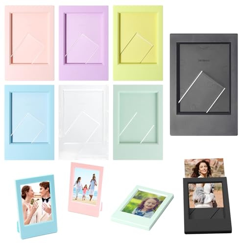 7 Pieces Mini Photo Frame 9.2 × 6.1 cm, Instax Mini Picture Frames, 3 Inches Mini Polaroid Photo Frame, Colorful Small Picture Frame Set, for 90 Instant Film, Fujifilm Instax Mini 12/11/9/8/7
