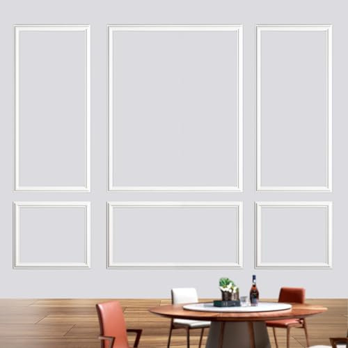 Gaahing 6 juegos de molduras de pared decorativas prefabricadas, paneles de revestimiento precortados, molduras de guardasillas listas para ensamblar para decoración de interiores, Estilo 1, 6 Marcos