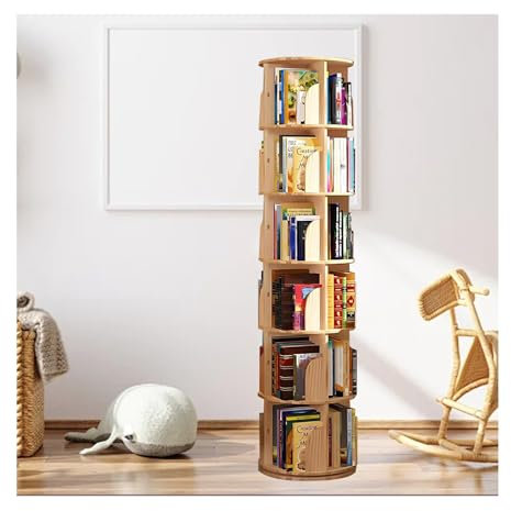 360° drehbares Kinder-Bücherregal für Zuhause, Wohnzimmer, Büro, hohes Bodenstehendes Aufbewahrungsregal (6. Ebene)