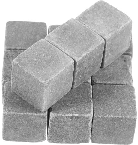 FELTECHELECTR 12stücke Teiliges Wiederverwendbare Whisky Kühlsteine Aus Granit Eiswürfel Für Getränke Bewahren Geschmack Ohne Verdünnung Für Whisky-Liebhaber