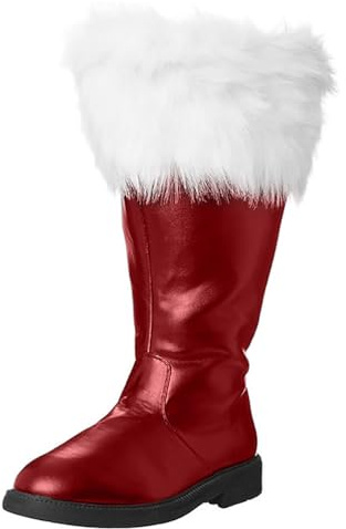 ticticlily Weihnachtsmann Stiefel Herren Mit Weißen Plüsch Stiefelüberzüge Weihnachtsmann mit Fell Combat Boots Wasserdicht Warm Winterstiefel Herren