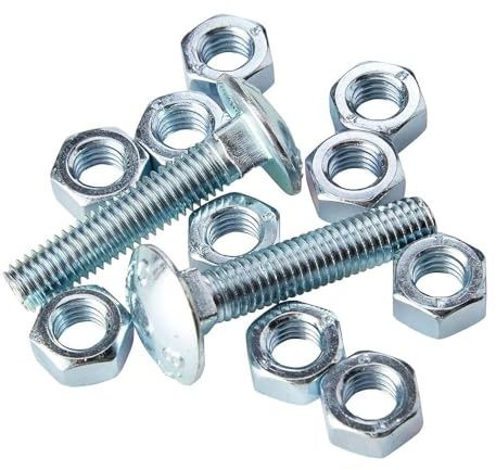 10x M10 x 20mm Coach Cup Carriage Square Bolts with Hexagon Full Nuts & Free Flat Washers Zinc Plated, with Dome Mushroom Heads. Durable, Corrosion-Resistant Fasteners