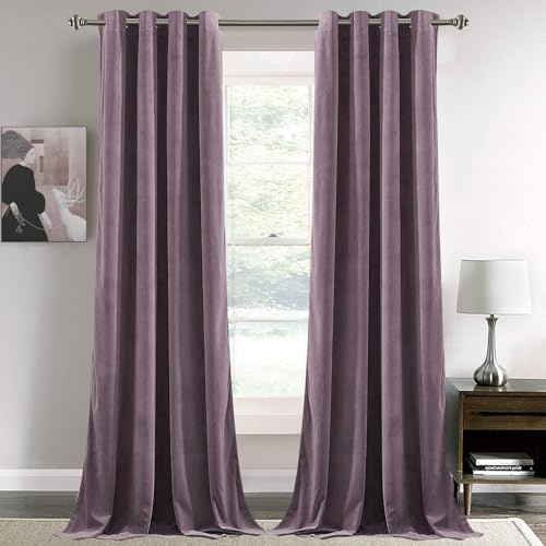 Tende oscuranti in velluto super morbido, isolamento termico, con occhielli, insonorizzate, per camera da letto, 2 pannelli, colore: viola, 300 x 113 cm (larghezza x lunghezza)
