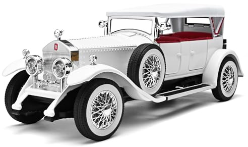 RZAPE Model Car Kits Adults and Boys 1/24 Diecast Cars Phantom Generation Vintage Car Collectibles,Die Cast Metal Pull Back Cars with Lights and Sounds,Toy Cars for Boys Age 3-12（White）