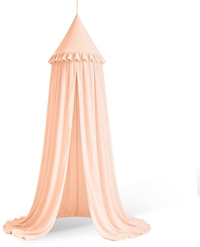 HOTUT Ciel de Lit avec Volants pour Enfants, Moustiquaire Vintage, Ciel de Lit Géant, Dôme Romantique Princesse Tente de Lit, Couleur Unie Décoration, pour Jeux Lire Chambre à Coucher Dressing