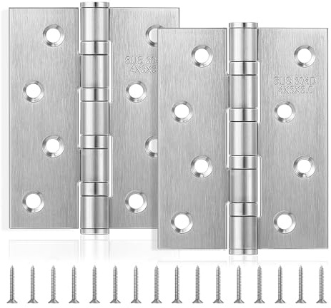 WGIDSKKI 2 Stück Scharniere Schwerlast, Schwerlast Kugellagerscharniere Silber mit 8 Löchern, Edelstahl Schwerlastscharnier, Scharniere für Haustüre, Schrank und TierHaus, 100×76×13 mm