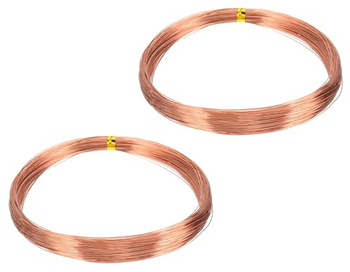 QUARKZMAN Reiner Kupferdraht, Blanker T2 Kupferdraht, Kupferspule Reiner Kupferkabel für Basteln Schmuckdraht Gartenarbeit Elektrotechnik und DIY, 2 Stück 118Ft (36m) 27 Gauge (0.35mm)
