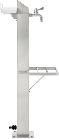 Gecheer Fontanella da Giardino, Rubinetto Esterno in Acciaio Inossidabile Quadrato 95 cm per Annaffiare Piante e Lavarsi le Mani, Fontana Acqua Corrente per Giardino, Design Moderno e Funzionale