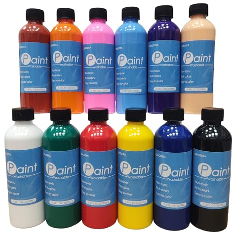 Vernice per poster lavabile, vernice a tempera, 200 ml, 12 colori cremosi, per forniture artistiche, artigianato, pittura vibrante, forniture per pittura artistica professionale, finitura opaca