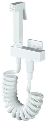 Abattant WC bidet simple for femme, autonettoyant, en laiton, multifonctionnel, mural, carré, avec jet booster(White B)