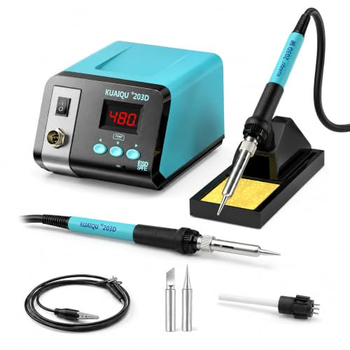 75W Digital Soldering Iron Kit,Solder Station with Ceramic Heating Element,Precision Temperature Control 50°C-480°C,Auto Sleep & ESD Safe for Electronics Repair & DIY Soldering