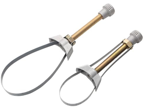 Sukviaq Lot de 2 clés à filtre à huile avec bande métallique réglable 60-120 mm - Outil de démontage pour filtre à huile universel pour voiture, camion, moto, force de serrage élevée