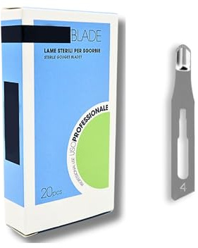 Lame sgorbie per pedicure professionali N° 4 conf. 20 pz, Rimuove calli, duroni e occhio di pernice, Lame Monouso in Acciaio Inox temprato, Sterili