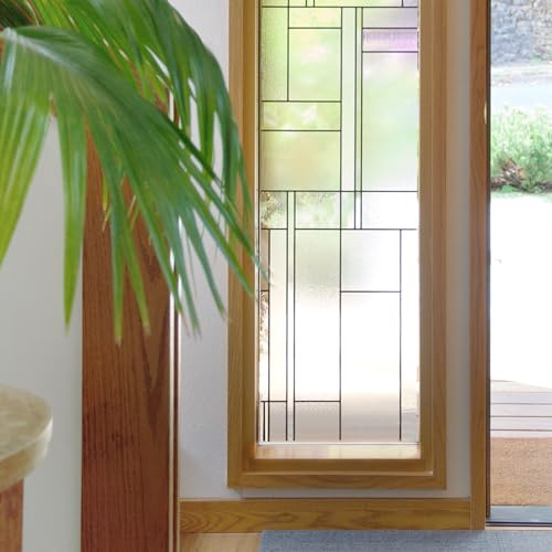 Artscape Skyline | Privacy Window Film with Textured Leaded Glass Pattern | Non-Adhesive & UV Protection | Easy to Apply & Removable | 91 x 183 cm