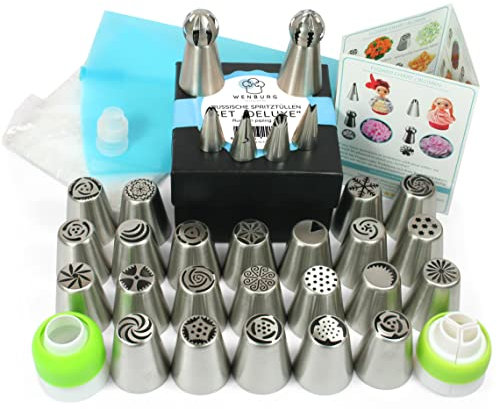 Wenburg Beccucci Russi - Beccucci Sac a Poche Professionale - 29 Pezzi - Vari Sacchetti per Piping - Set Pasticceria Professionale con Accessori Versatili per la Decorazione di Torte (Deluxe)