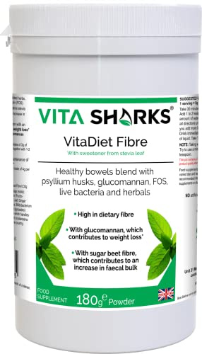 VitaDiet Fibre - avec enveloppe de psyllium pour le soutien intestinal, le nettoyage et la désintoxication avec une perte de poids saine et une gestion douce du cholestérol - Vegan, casher