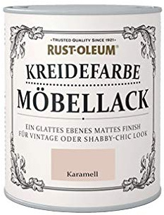 Rust-Oleum Kreidefarbe Möbellack, auf Wasserbasis, hohe Ergiebigkeit, kein Schleifen oder Grundieren, Karamell,750ml