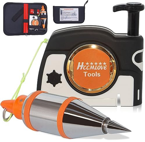 HCCMLOVE Plumb Bob Magnetic -10.7 oz(305g) Plumb Rite With 14.5 ft(4.5m) String,Sharpener,2 Pencils,Line Reel Used in Construction Can Automatically Stretch the Line and Quickly Stabilize the Plumbob