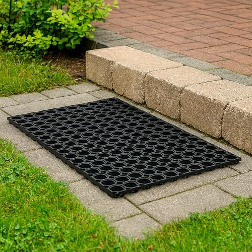 Carpido Paillasson Noir Tapis Caoutchouc - Paillasson Antidérapant 40x60 cm - Résistant - Extérieur Caoutchouc - Tapis Anti-salissures