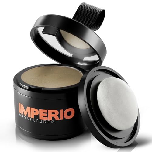 Polvere per capelli IMPERIO - Correttore per infoltimento capelli per donna e uomo, mascara per capelli waterproof per nascondere la ricrescita - 4g (biondo scuro)
