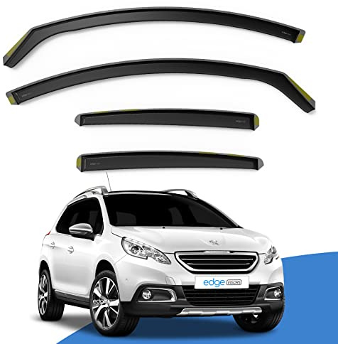 EdgeVisors Wind Deflectors | Fits: Peugeot 2008 5 Door (2013-2019) SUV 4pc Set | In-Channel Rain Guards for Wind, Rain & Sun Protection, Easy Installation - Tinted