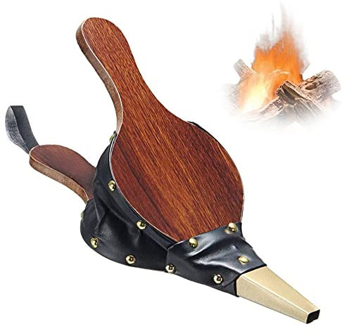 SDFF Legno Soffietto Camino, Soffietto Camino, Mantice per Camino, Soffietto per Barbecue, Soffietti in Legno, Soffietto Manuale, per Carbone, Camino, Campeggio All'Aperto, Barbecue