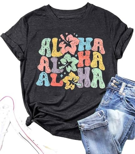 Hawaiian Shirt Women Family Vacation Tee Girls Hawaii Trip Summer Vacation T-Shirt (Grey,M)