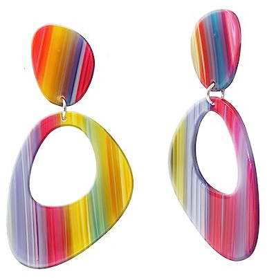 Soul-Cats Statement Ohrringe im Retro Style der 70er Jahre Regenbogen Hippie
