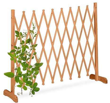 Relaxdays Grigliato in Legno per Rampicanti, Allungabile 275 cm, Graticolato per Piante, Giardino e Balcone, Arancione