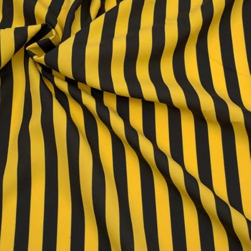 STOFFKONTOR Modestoff Dekostoff universal Stoff Biene Streifen - Meterware, Farbe Schwarz-Gelb - Öko-Tex Standard 100 - zum Nähen von Bekleidung, Dekorationen UVM.