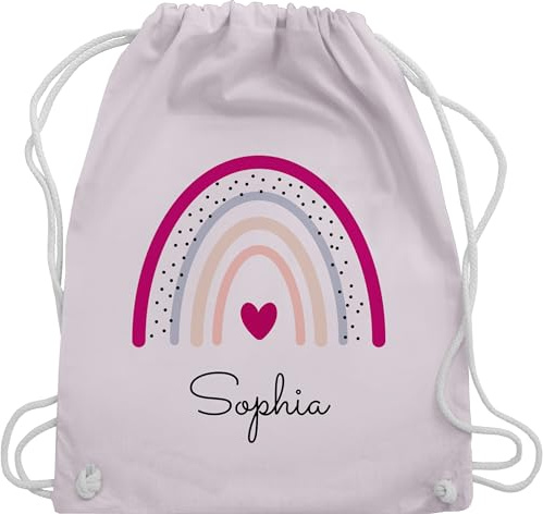 Turnbeutel Rucksack - Regenbogen Regenbögen - Unisize - Pastell Rosa - beutel kindergarten schule sportbeutel rainbow sophia name turnsack mädchen schulbeutel personalisierte herz beuteltasche