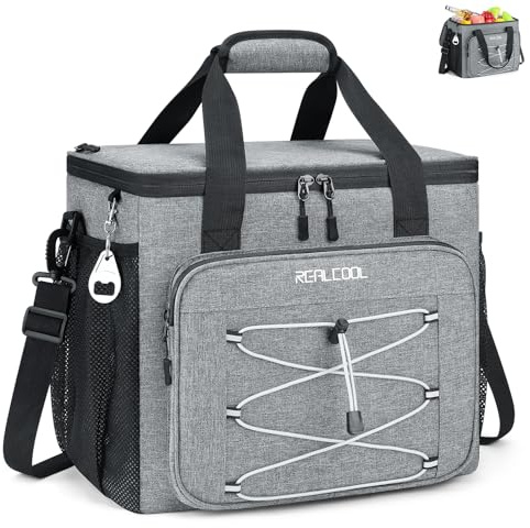 RealCool Soft Cooler Bag 35/45Can, Collapsible Cooler Insulated Leak Proof, Large Lunch Box for Men Women, Soft-Sided Cooler for Picnic, Grocery, Beach, Camping, Travel