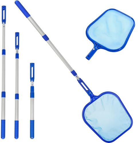 Épuisette de piscine avec manche télescopique de 108 cm, filet à mailles fines pour le nettoyage de la surface de la piscine, jacuzzi, nettoyage rapide hors sol