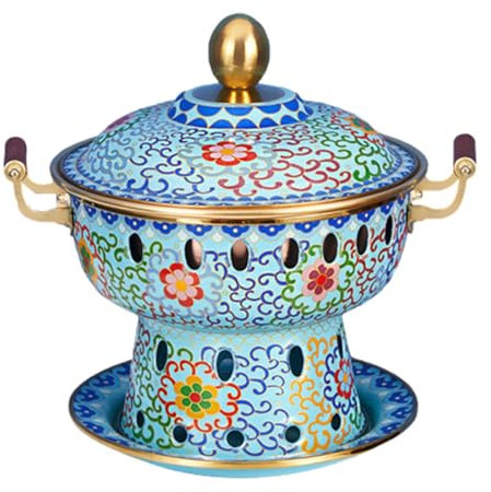 Kupfer-Hot Pot, Kleiner Hot Pot-Kocher für Eine Person, Traditionelle Chinesische Cloisonné-Hot Pot Chafing Dishes Im Alten Peking für Reisen, Büro, Wohnheim. Unverzichtbar,G