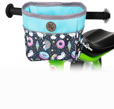 BAMBINIWELT Kinder Lenkerkorb – Tasche für Laufrad, Dreirad & Rutschfahrzeuge– für PUKYlino, WUTSCH, FITSCH & My First PUKY – wasserabweisend, robust & mit Reflektorstreifen, Farbe: Modell 24