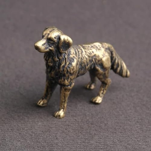 DUOLAIYUNSO Bronzefigur, 4,5 x 3,1 cm, antikes Kupfer, Hundefiguren, Miniaturen, Schreibtisch-Ornamente, Sternzeichen, Tier, Hund, kleine Statue, Tee, Haustier, Heimdekoration, Welpen, Basteln