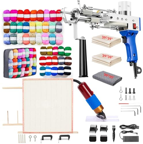 BESGEER Rug Tufting Gun Starter Set &75cm Holz-Tufting-Rahmen & Trimmer | Teppich-Tufting-Pistole Kit, 2-in-1 Schnitt- und Schlingflor, 360° verstellbarer Griff, verstellbare Geschwindigkeit