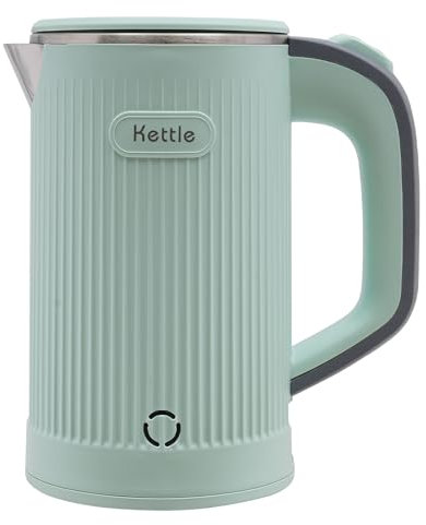 600W Hervidor Agua Electrico Tetera Electrica 800ml Con luz indicadora, base y tapa Hervidor Agua Electrico Pequeño Inoxidable Kettle Para El Hogar,Hotel,Oficina (Verde)