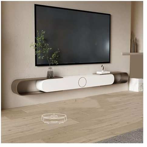 Lowboard Erweiterbarer schwebender TV-Ständer, wandmontiertes Entertainment-Center mit Stauraum und offenem Regal, moderner Medienkonsolenschrank for Wohnzimmer und Schlafzimmer TV-Schrank