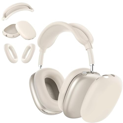 3 in 1 Silicone Case for AirPods Max 2/ Airpods Max Headphones, Anti-Scratch Ear Pad Cover/Ear Cups/Headband Cases for AirPods Max (Starlight)