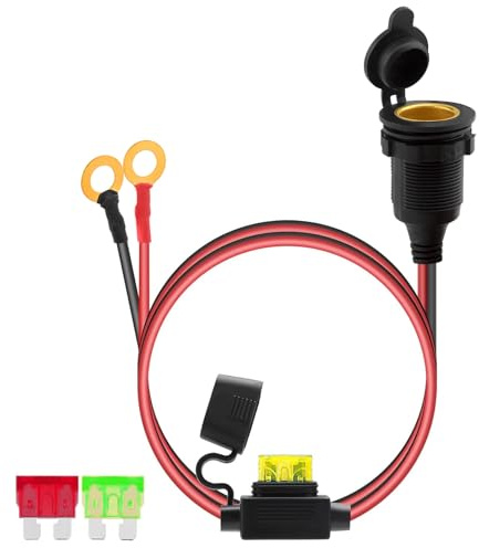 Leehitech 12V/24V Zigarettenanzünder Steckdose Wasserdicht KFZ Buchse | Sicherung & Ringösen KFZ Einbau Buchse für Wohnmobil, Motorrad, Boot
