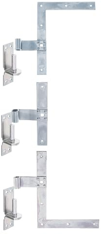 siwitec Set aus Mittelband, Fensterladen Winkelband oben und unten 200 mm mit weiten Kloben, Ø13 mm, Ladenband mit Kloben, Ladenbänder für Fensterläden aussen