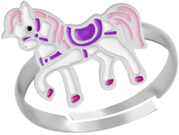LOVE YOUR CITY Kinderschmuck Ring Pferd – 925 Sterling Silber mit Emaille – verstellbar – Kinder Ring Mädchen – Pferdemotiv Schmuck – Geschenk für Kinder – inkl. Geschenkbox