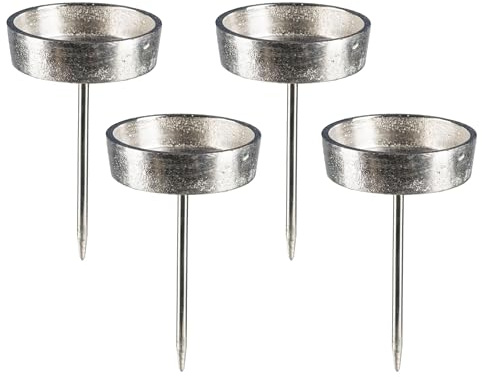 Aluminium Kerzenhalter – 4 Stück – rund Ø 6,5 cm – Silberner Kerzenteller/Kerzenpick für Stumpenkerzen & Teelichter